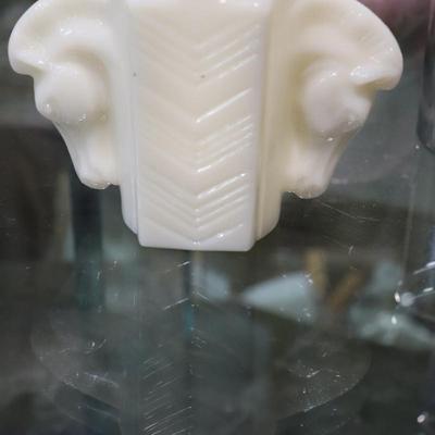 MacBeth Evans MONAX Double Horse Head Milk Glass Shaving Cup Mug Art Deco
