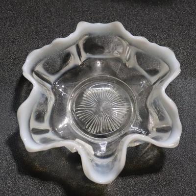Fenton White Spanish Lace Milk Colored bowl