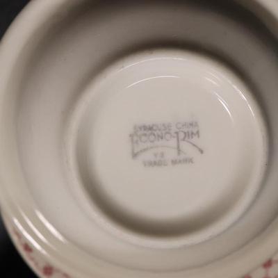 RARE Vintage Mason’s Ironstone Set in Trefoil Pink (set of 8)