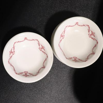 Set of 6 Shenango China Bowls Pink and white