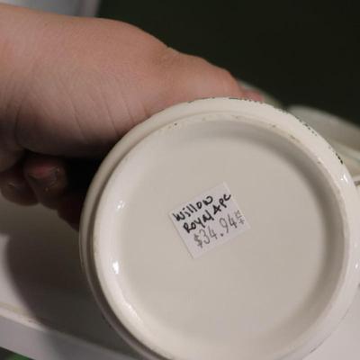 1970s Willow Ware by Royal China Green Mugs (set of 4)