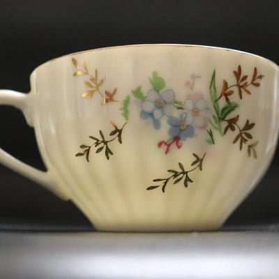Antique Lovely Eggshell Forget- Me- Not Fine Porcelain Hand Painted Cup (set of 4)