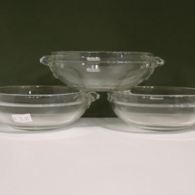 Set of clear soup bowls