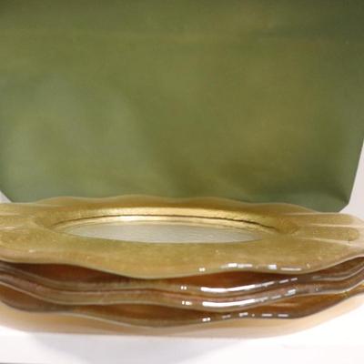 Unbranded Glass Gold Dinnerware Plates (Set of 4)