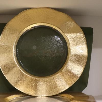 Unbranded Glass Gold Dinnerware Plates (Set of 4)