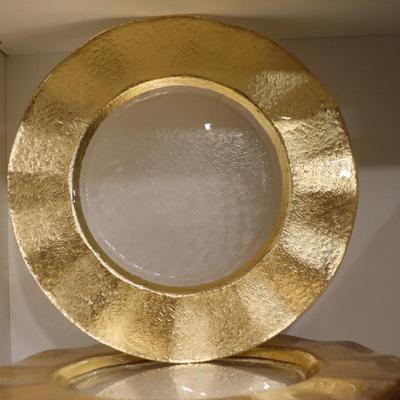 Unbranded Glass Gold Dinnerware Plates (Set of 4)