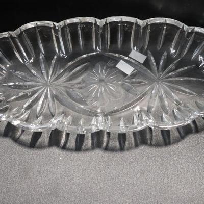 Oblong Vintage Crystal Bowl - Etched Cut Floral Design