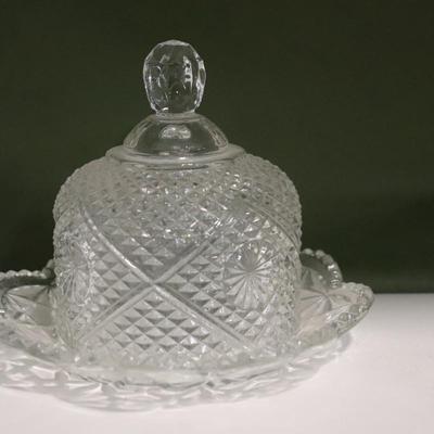 Vtg 1950’s Clear Glass Serving Tray Platter, Fluted, Starburst, Scalloped
