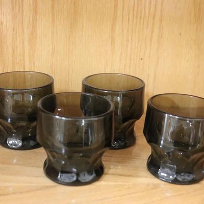 Mosser Glass Georgian Grey Green Olive Avocado Tumbler set of 4