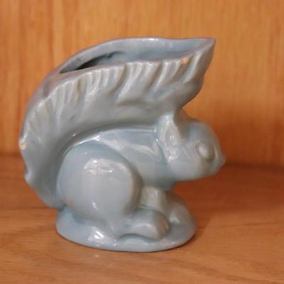 Vintage Squirrel Planter Pottery Squirrel Planter Blue Small