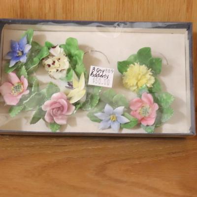 Set of 8 Floral Place Card Holder Menu Holder Vintage by Royal Adderley