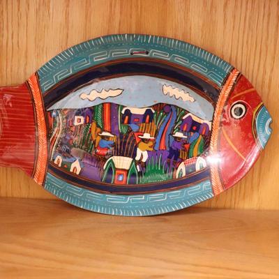 Mexican Talavera FISH Plate 13" Dish POTTERY ART 