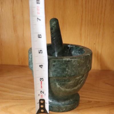 Indian Round Moss Green Mortar Pestle