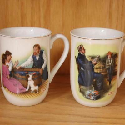 VTG 1982 Norman Rockwell "Apple Bobbing" and "For A Good Boy" Coffee Mug lot