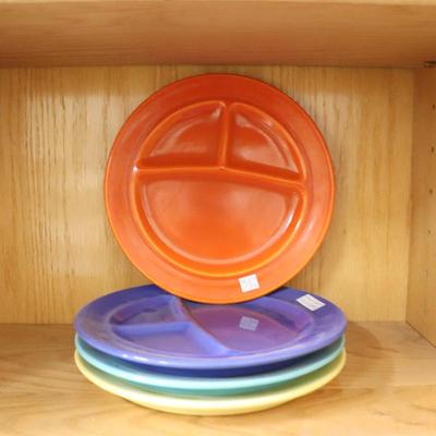 Uranium Glaze California Pottery Grill Plate/Divided Plate, Vintage Lot of 4