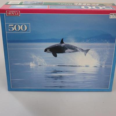 Hoyle 500 Whale puzzle and Golden books500 piece puzzle