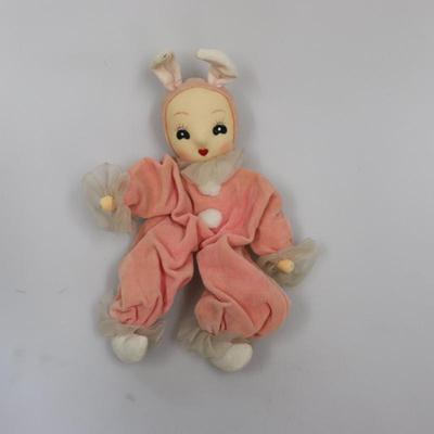 Vintage Bunny Girl Doll, Pink Velvet Bunny, Mop Its Pet, Pixie Easter Rabbit, Mid Century, Easter Decor, Japan 1950s