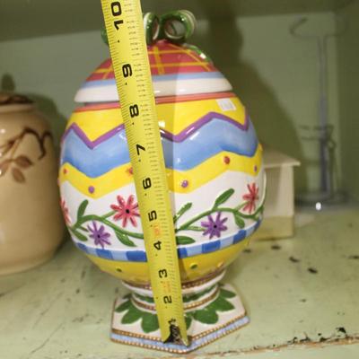 Easter egg shaped cookie jar