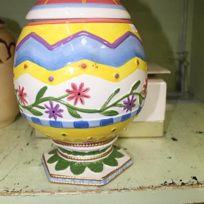 Easter egg shaped cookie jar