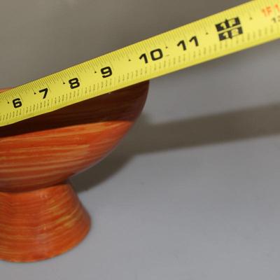 McCoy Harmony Line 1961 Pedestal Planter Tangerine Mid Century Art Pottery, 6 1/4"H x 8 1/2"L, EC