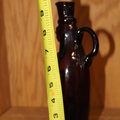 Large Virgin of Guadalupe Holy Water Bottle, Hand Blown Amethyst Glass, Avalos Art Glas