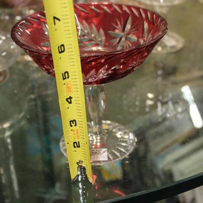 Vintage Czech Glass Cranberry Cut to Clear Cocktail or Champagne Glass