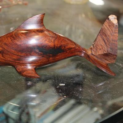 Dolphin Figurine, Hand Carved Ironwood Dolphin