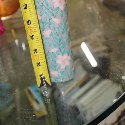 intage Otagiri Japan “Serenade” Vase Teal Pink Floral Gold Rim 8.75”intage Otagiri Japan “Serenade” Vase Teal Pink Floral Gold Rim 8.75”