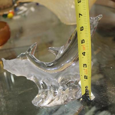 VINTAGE LENOX 1995 FINE CRYSTAL ART GLASS FROSTED DOLPHIN SCULPTURE GERMANY 8.5"