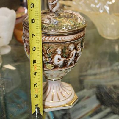 Capodimonte Italy Vintage Hand Painted High Relief Putti Cherub Vase