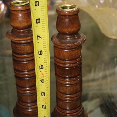 Vintage New Wood Candle/Napkin Holder set of 2 With 8 Napkin Rings