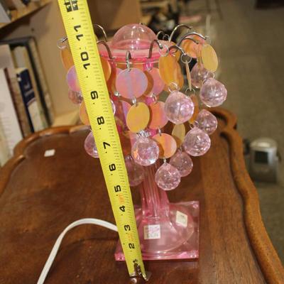 Pink Tear Drop Acrylic MCM Table Lamp 10.5” High W/two Settings Shabby Chic