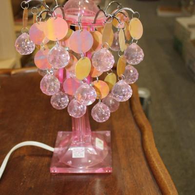 Pink Tear Drop Acrylic MCM Table Lamp 10.5” High W/two Settings Shabby Chic