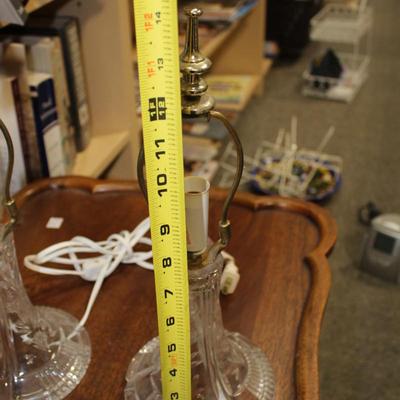 Pair of clear crystal lamps