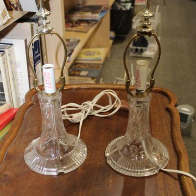 Pair of clear crystal lamps