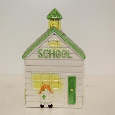 Vintage Bank Schoolhouse Bank Red Haired Ginger Girl Coin Bank