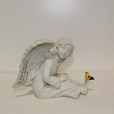 Cherub with Bird Garden Statue