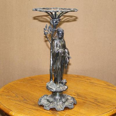 Candle holder singular all silver toned