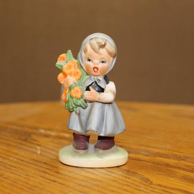 Vintage Napco Girl Figurine (20) Holding Orange Gladiolus--C7653
