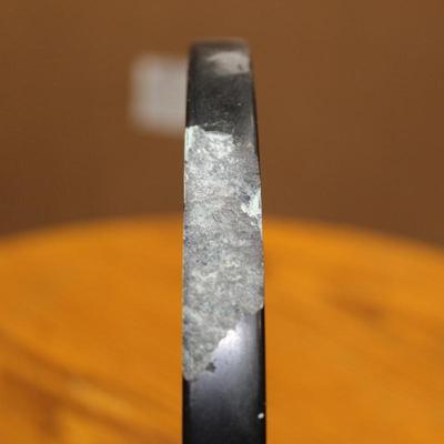 Standing Black Stone Disc Figurine Modern Sculpture (see blemish)