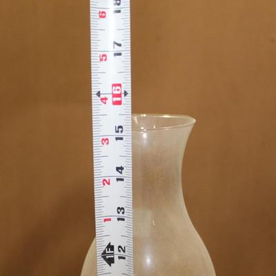 Oil Lamp Green Glass Base Clear Chimney Shade 15” Tall Risdon MFG Vintage & Rare