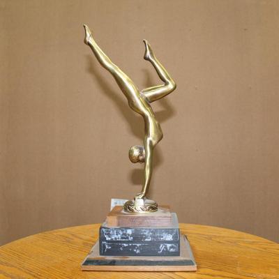 Vintage Bronze Gymnast Brass Statuette Figurine