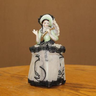 occupied Japan figurine girl holding umbrella vintage Victorian