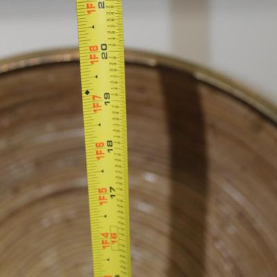 Large wooden basket with gold rim
