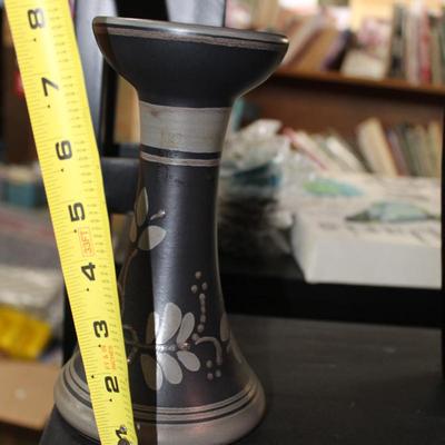 Ceramic Candle Holder :Black and Silver