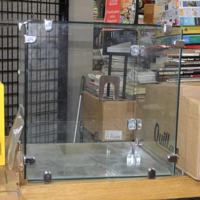 Display cubes two with doors, one double unit, 3 in total.
