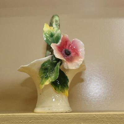 Vintage Italian Pottery Basket w/ flowers