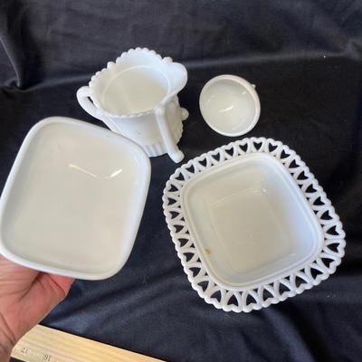 Lot 3 Antique Milk Glass