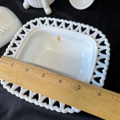 Lot 3 Antique Milk Glass