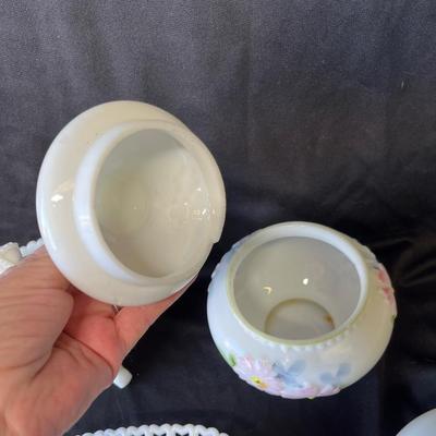 Lot 3 Antique Milk Glass
